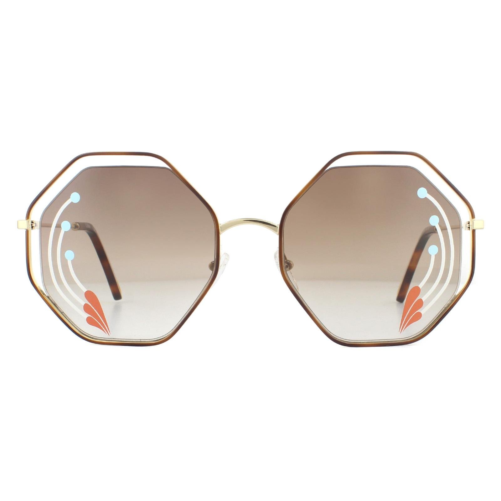 Chloe Zonnebril Poppy CE132Sri 258 Havana Goud Bruin Verloop