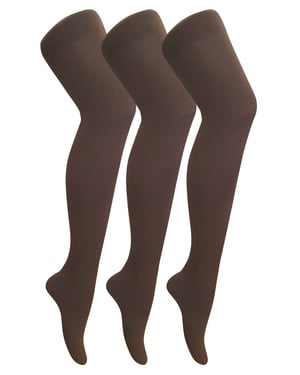 3 paar dames gekleurde ondoorzichtige 80 denier panty's - Bruin