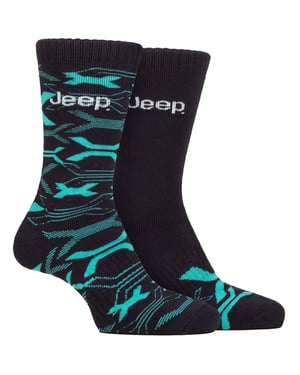 Heren Bamboe Werklaarzen Sokken | Jeep | Zachte en Ademende Dikke Stevige Gevoerde Sokken, Gebreide Ribbels Stijl Wandelsokken - Marineblauw / Turkoois