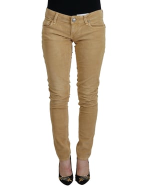 Acht Brown Katoen Corduroy Lage Taille Dames Casual Dames Jeans