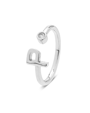 Luxenter 925 Sterling zilveren ring met gerhodineerde briljant zirkonia - Alfabet