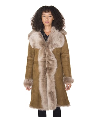 Dames Toscana schapenvacht suède trenchcoat-Tbilisi