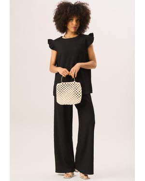 Oversized top met ruches en mouwen