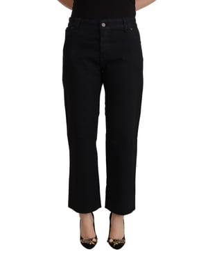 John Galliano Dames Zwarte Katoen Flared Cropped High Waist Denim Jeans