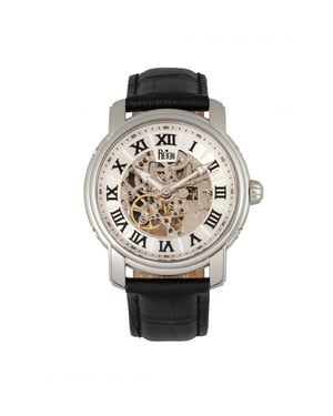 Reign Kahn automatisch skelet horloge met leren band