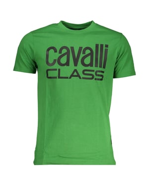 Cavalli Class Bold Zwart Logo Groene T-Shirt