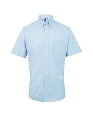 Premier Herenhandtekening Oxford Short Sleeve Work Shirt (Lichtblauw)