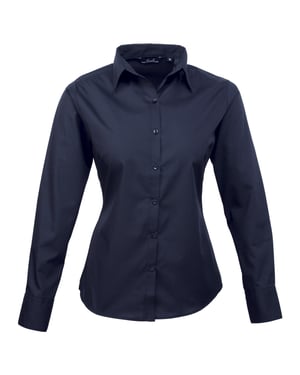 Premier Dames/Dames Popeline Blouse met Lange Mouwen (Marine)