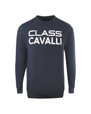 Cavalli Class groot, opvallend logo-ontwerp marineblauw sweatshirt