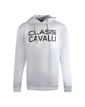Witte hoodie met Cavalli-klasse omgekeerd logo