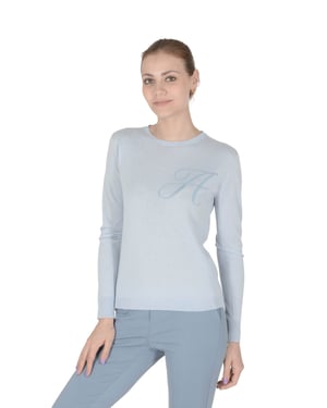 Crown Of Edinburgh Cashmere Lange Mouw Art 004 Lichtblauwe Letter A