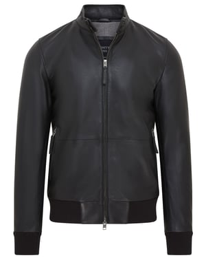 Heren Zwart Retro Leren Bomberjack - Adak