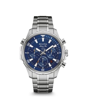 Bulova Marine Star Heren Zilveren Horloge 96B256