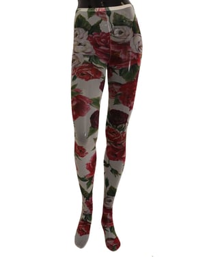 Dolce & Gabbana Dames Witte Bloemenprint Panty Nylon Kousen