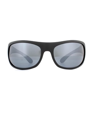 Polaroid Sport Wrap Heren Mat Black Grijs Zilver gepolariseerde spiegel zonnebril