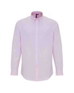 Premier Heren Katoen Rijke Oxford Stripe Shirt (Wit/Roze)