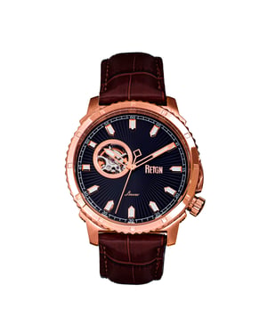 Reign Bauer automatisch semi-skelet lederen band horloge