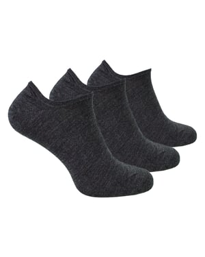 Steven - 3 Paar Heren Merino Wol Onzichtbare Sokken | Ademende Lichte Sokken - Houtskool