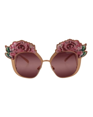 Dolce & Gabbana Pink Gold Rose Sequin Borduursel DG2202 Dames Zonnebril