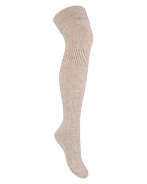 Steven - Dames 1 Paar Over De Knie Wol Sokken | Winter Warme Lange Sokken - Beige