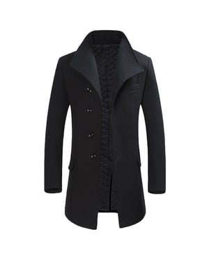 Allthemen herenwollen jas winter zakelijk slim fit reversjas zwart