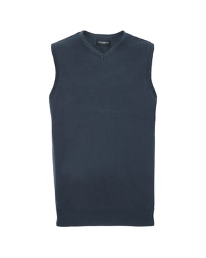 Russell Collection Heren Katoen Acryl V Hals Mouwloos Sweatshirt (Franse marine)