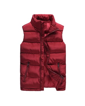 Heren effen kleur casual opstaande kraag gewatteerde bodywarmers rood