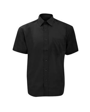 Russell Collectie Heren Korte Mouwen Poly-Katoen Easy Care Poplin Shirt (Zwart)