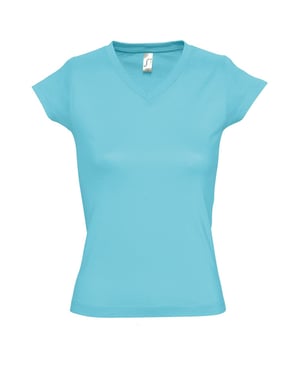 SOLS Dames/dames Maan V Hals T-Shirt met korte mouwen (Blauw Atol)