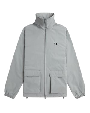 Fred Perry grijze jas met patchzak en ritssluiting