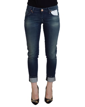 Acht Blauwe Katoenen Slim Fit Vrouwen Casual Denim Dames Jeans