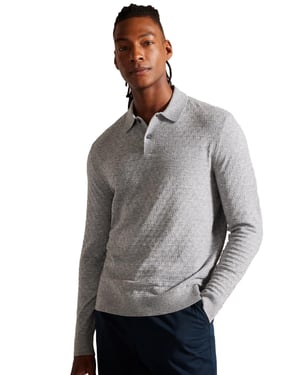 Ted Baker gebreid heren poloshirt met lange mouwen - Morar