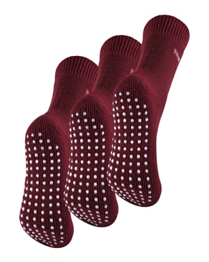3 paar multiverpakking dames fleece pantoffelsokken | THMO | Ademende Crew Indoor Thermische Sokken met Grip - Diepe Fuchsia