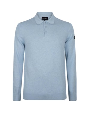 Presly & Sun Trui Brad Long Sleeve Knitted Polo Blauw