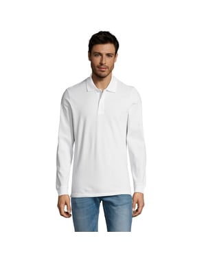 SOLS Heren Perfect Effen Piqué Poloshirt met Lange Mouwen (Wit)