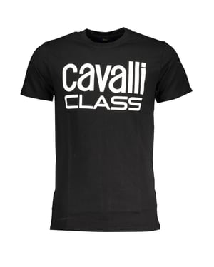 Cavalli Class Bold Witte Logo Zwarte T-Shirt