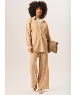 Getextureerd oversized overhemd met lange mouwen