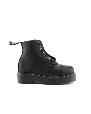 Grinders Unisex Zwarte Leren Enkel Casual Zip Laarzen - Cameron ACS