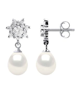 Oorbellen Dangle zoetwater parels 7-8mm White Peren Sieraden 925