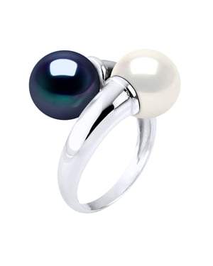 Ring Jij & Ik Bulk - 2 Echte Cultuurzoetwaterparels Rond 9-10 mm