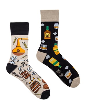 SPOX SOX - Unieke Crew Mismatched Sokken voor Heren & Dames - Whisky Sokken - Whisky