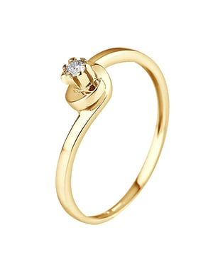 Diamond Solitaire 0040 Cts Geel Goud 18 Karaat
