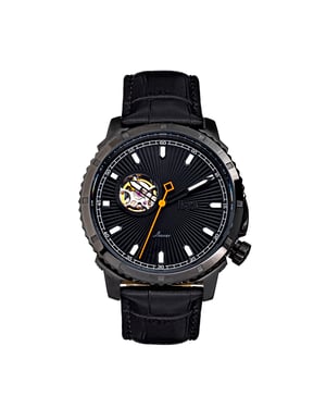 Reign Bauer automatisch semi-skelet lederen band horloge