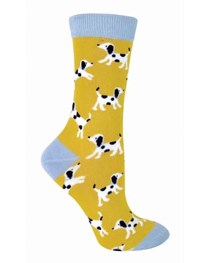 Miss Sparrow - Dames Dog Design BamboeSokken - Dalmatiërs (Geel)
