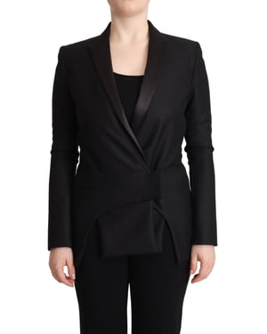 Costume National Zwart Lange Mouwen Dubbelknoop Damesjas