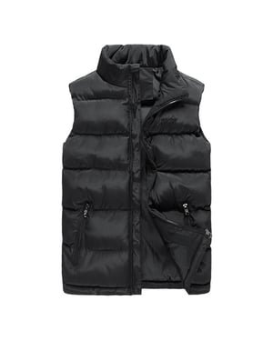 Heren effen kleur casual opstaande kraag gewatteerde bodywarmers zwart