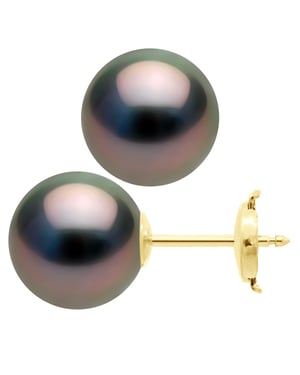 Oorbellen - Geel Goud 375 - Echte Gecultiveerde Tahiti Parel Rond 10-11 mm