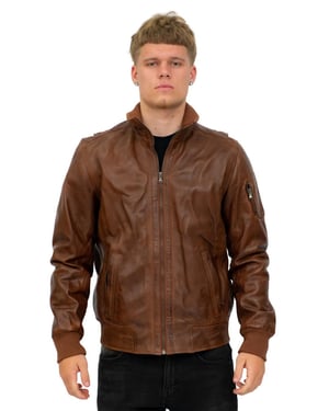 Heren lederen varsity bomberjack-Adana