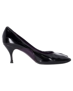 Celine Amandelneus Kitten Hak Pumps in Zwart Leder