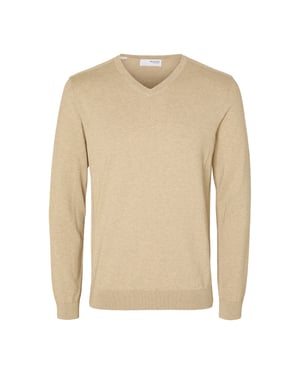 Selected Sweaters Berg Pullover V-Neck Kelp Beige